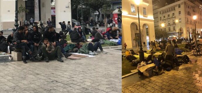 Η Αριστοτέλους έγινε καταυλισμός -Μετανάστες κοιμούνται πάνω στην πλατεία [εικόνες & βίντεο]
