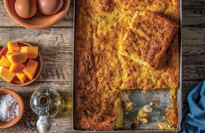 Μπατζίνα με κίτρινη κολοκύθα και φέτα