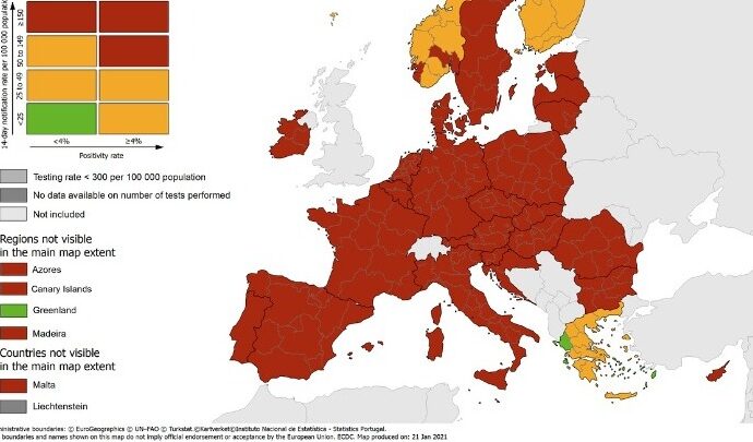 Ευρωπαϊκό Κέντρο Ελέγχου Λοιμώξεων: Η Ελλάδα παραμένει η μοναδική χώρα με “πράσινες” περιοχές