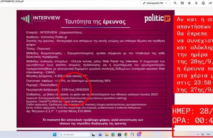 Σοβαρή καταγγελία στο ΕΣΡ για δημοσκόπηση που επιχειρεί εσκεμμένη παραπλάνηση των ψηφοφόρων